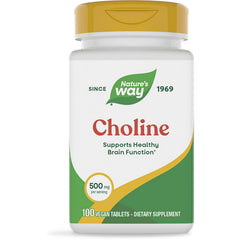 NW720 | Nature's Way CHOLINE bottle front label, 100 vegan tablets, 500 mg per serving