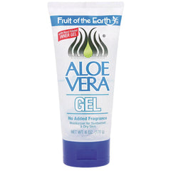 FE002 | Fruit of the Earth Aloe Vera Gel tube front, no added fragrance, 6 oz