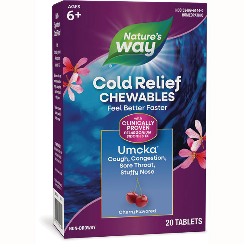 NW645 | Nature's Way ColdRelief chewables Umcka cherry flavored box, 20 tablets, non-drowsy - Thumbnail