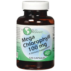 WOG011 | World Organic Mega Chlorophyll 100 mg dietary supplement, 120 capsules bottle