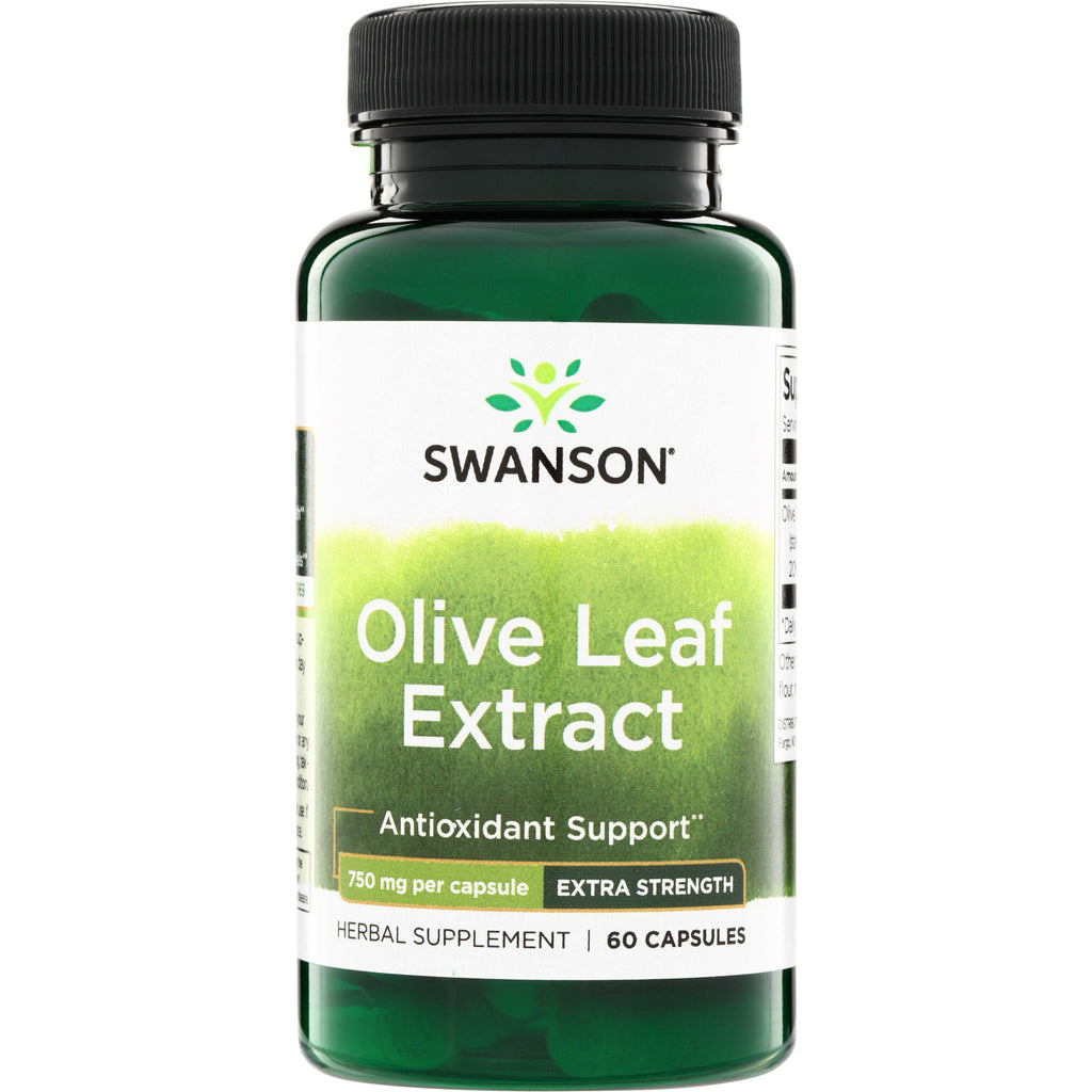 SWH139 | Swanson Olive Leaf Extract extra strength, 750 mg per capsule, 60 capsules herbal supplement; Antioxidant Support - Thumbnail