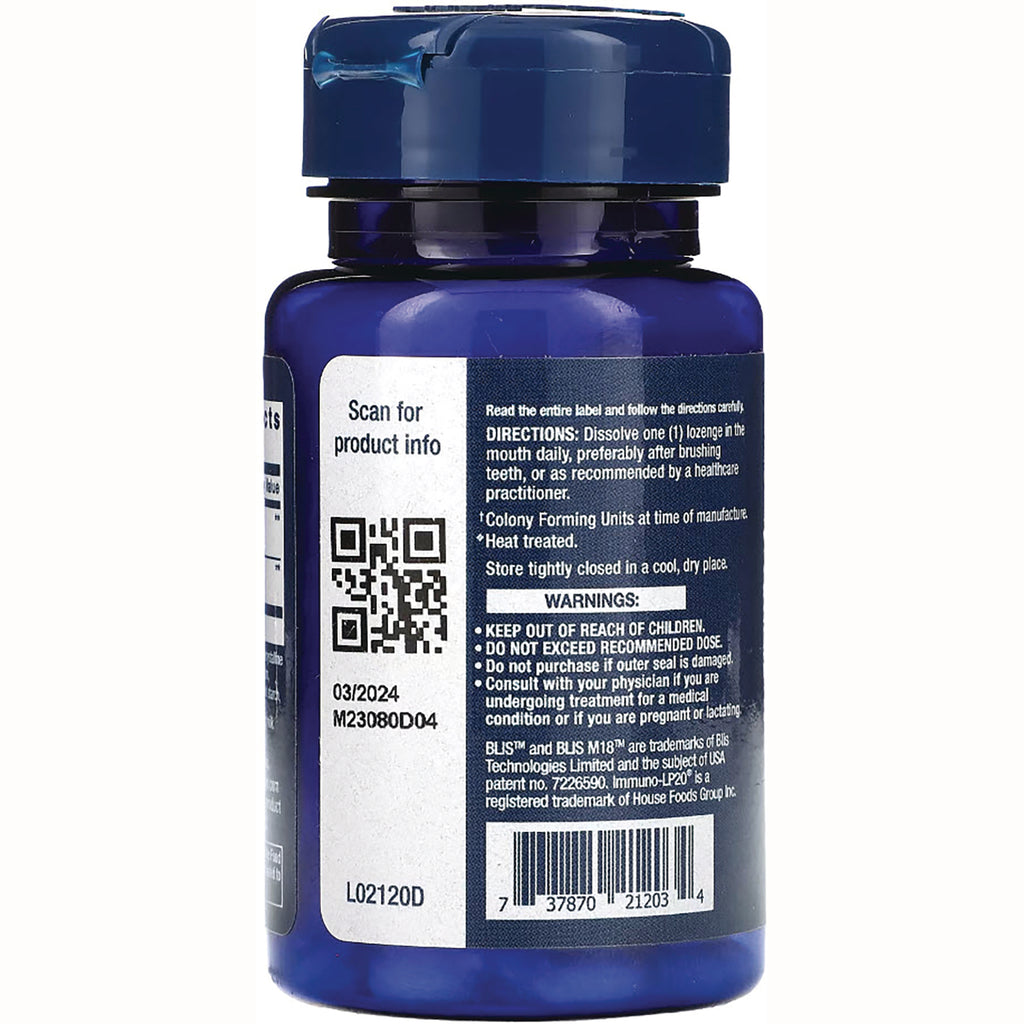 LE426 | Back label of blue supplement bottle showing QR code, directions, warnings, and barcode - Thumbnail