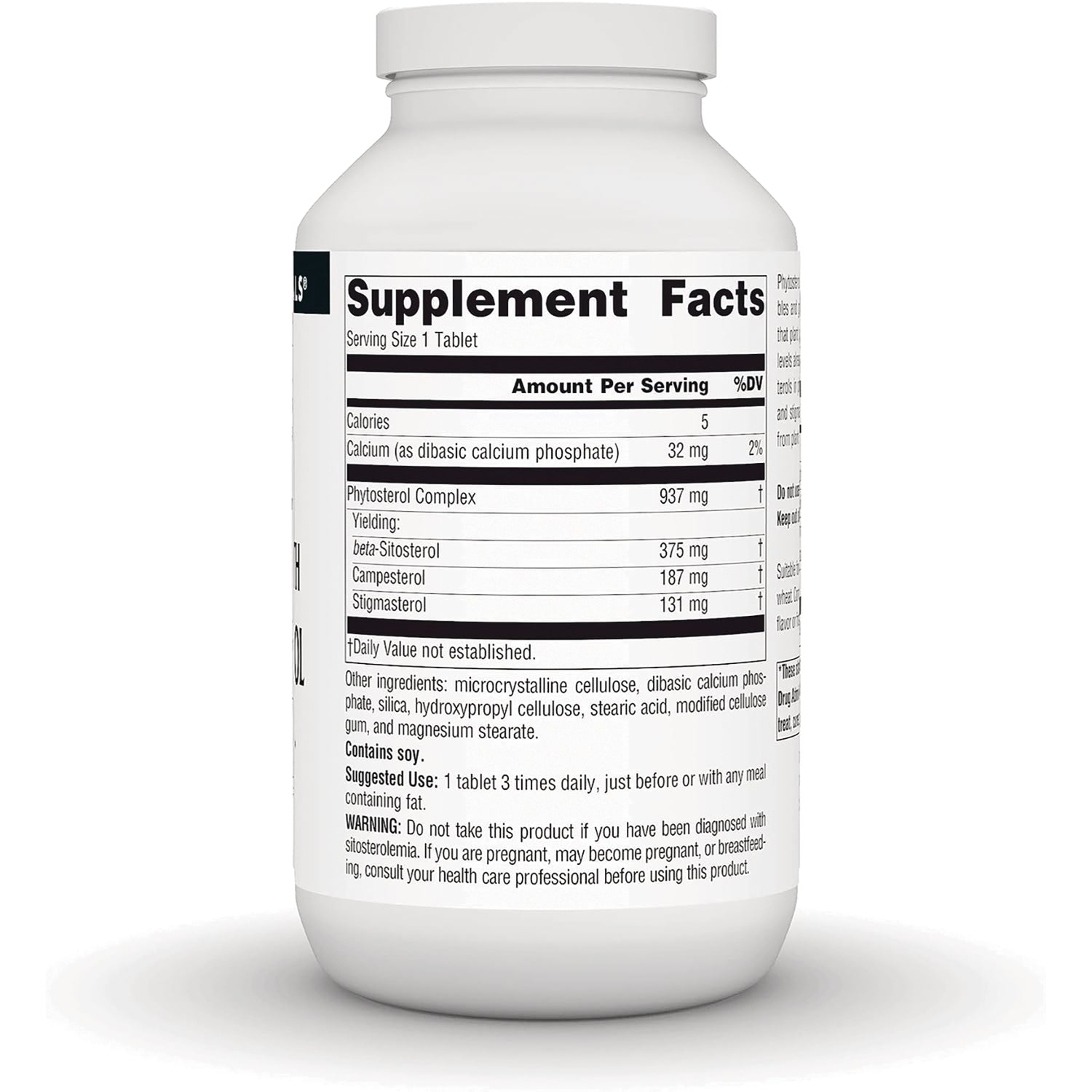 SN969 | Back label with Supplement Facts, ingredients, suggested use, and warnings for a tablet supplement