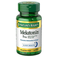 NBY055 | Nature's Bounty Melatonin 5 mg bottle, 90 rapid release softgels for sleep health