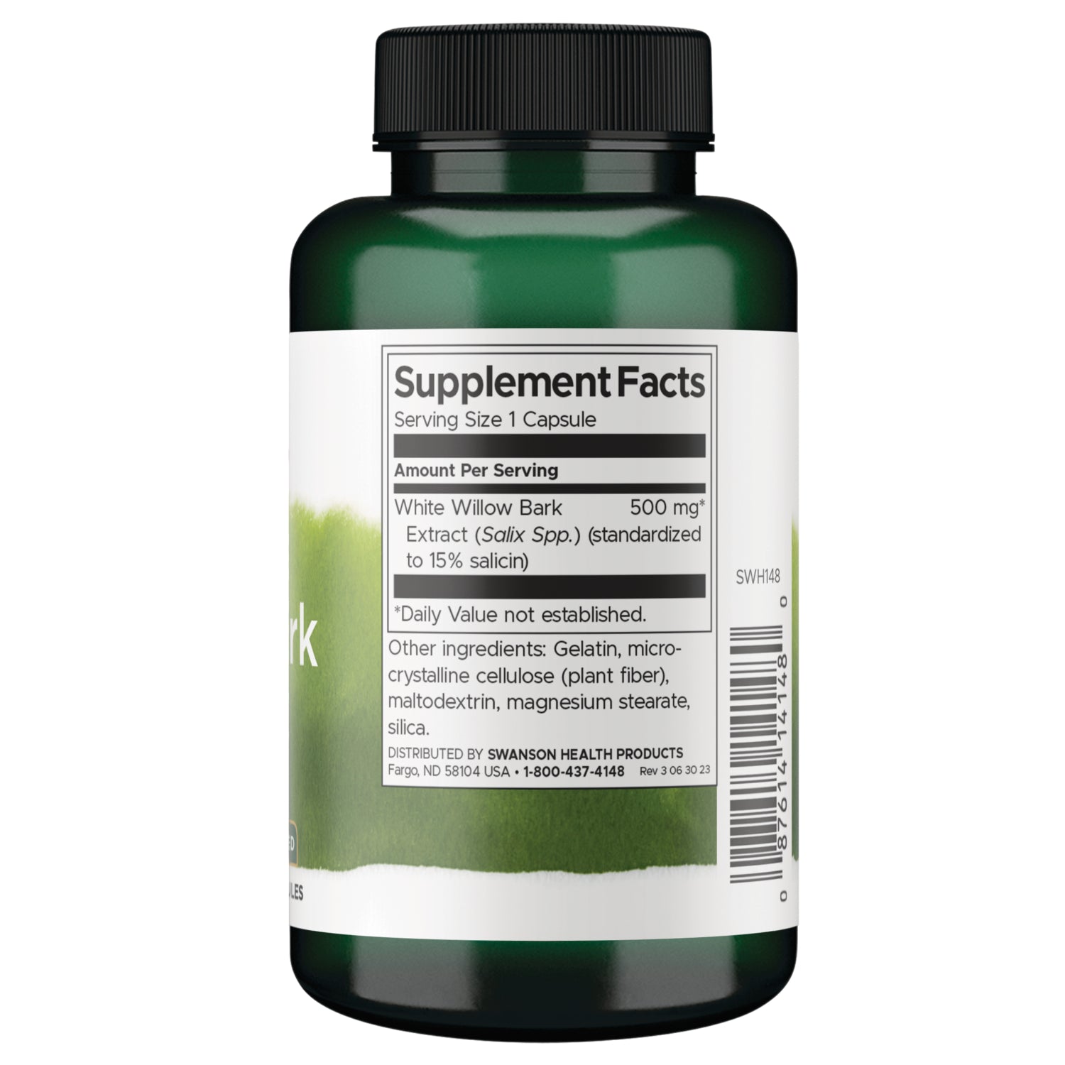 SWH148 | Back label with supplement facts and serving information