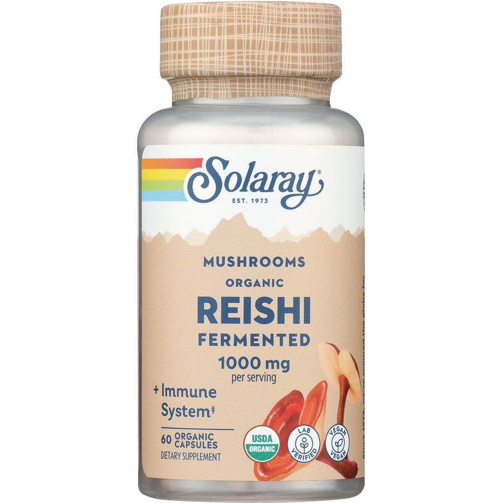 SLR464 | Solaray Organic Reishi Fermented 1000 mg per serving, 60 organic capsules - Thumbnail