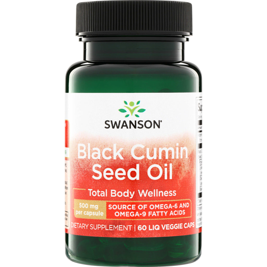SWE063 | Swanson Black Cumin Seed Oil, 500 mg per capsule, 60 liquid veggie caps - Thumbnail