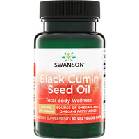 SWE063 | Swanson Black Cumin Seed Oil, 500 mg per capsule, 60 liquid veggie caps