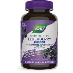 NW1058 | Nature's Way Sambucus Elderberry Zero Sugar immune gummy bottle, 70 gummies dietary supplement