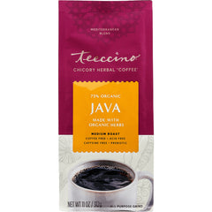 TCN005 | Teeccino Chicory Herbal Coffee Java, 75% organic, medium roast, coffee-free and caffeine-free, 11 oz bag