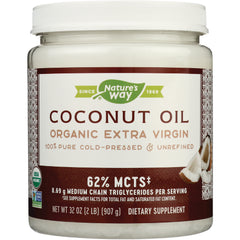 NW726 | Nature's Way jar labeled COCONUT OIL Organic Extra Virgin 62% MCTs 32 oz