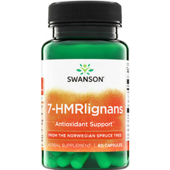 SWU334 | Swanson 7-HMRlignans supplement bottle, Antioxidant Support, 60 capsules