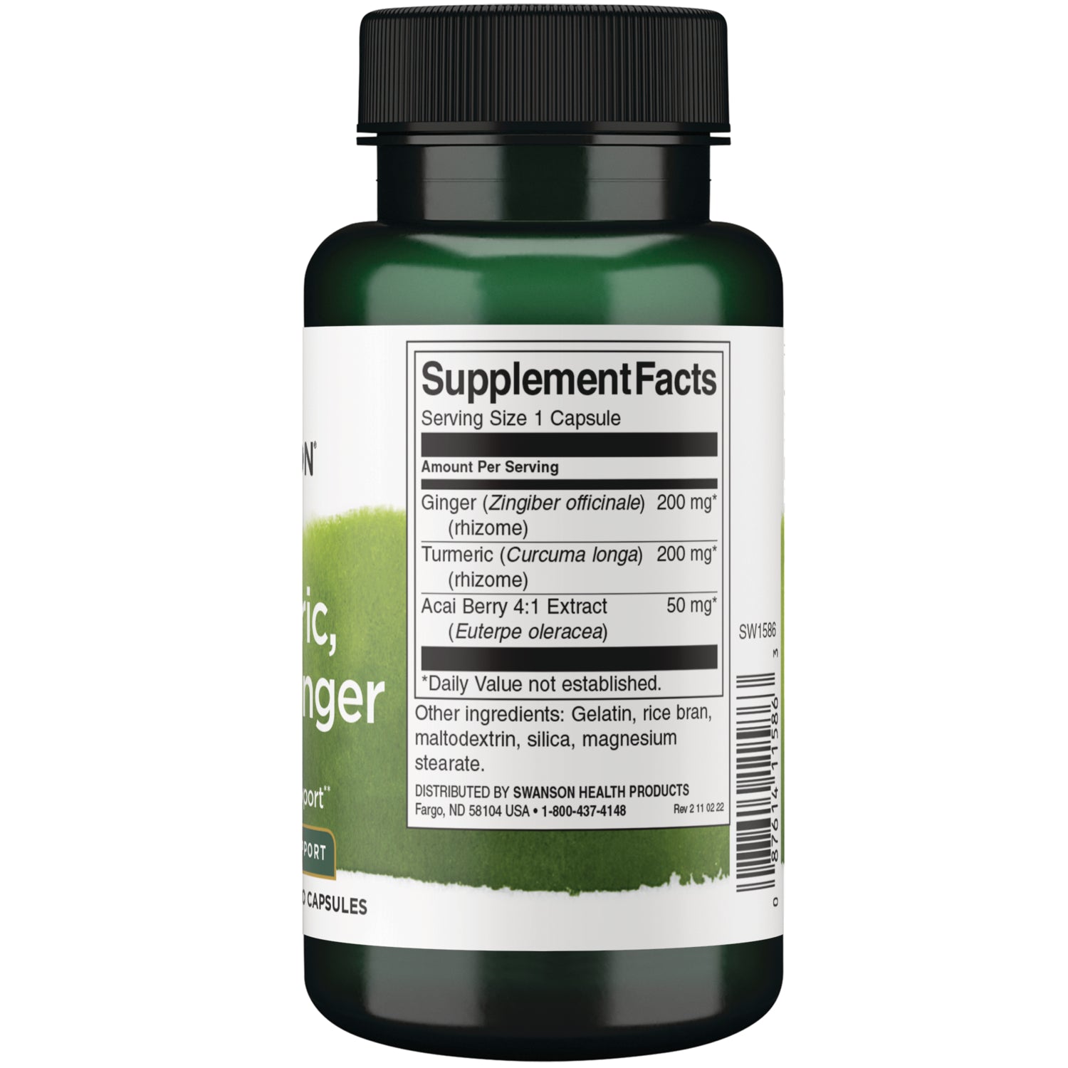 SW1586 | Back label with supplement facts and serving information