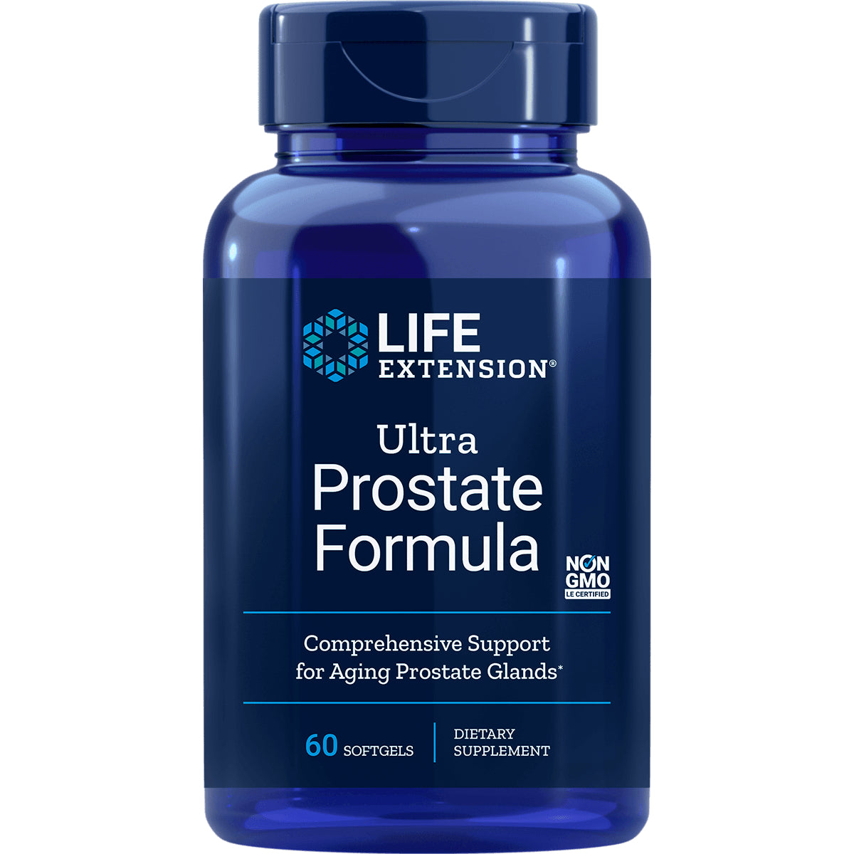 LE441 | Blue Life Extension bottle labeled Ultra Prostate Formula 60 softgels dietary supplement