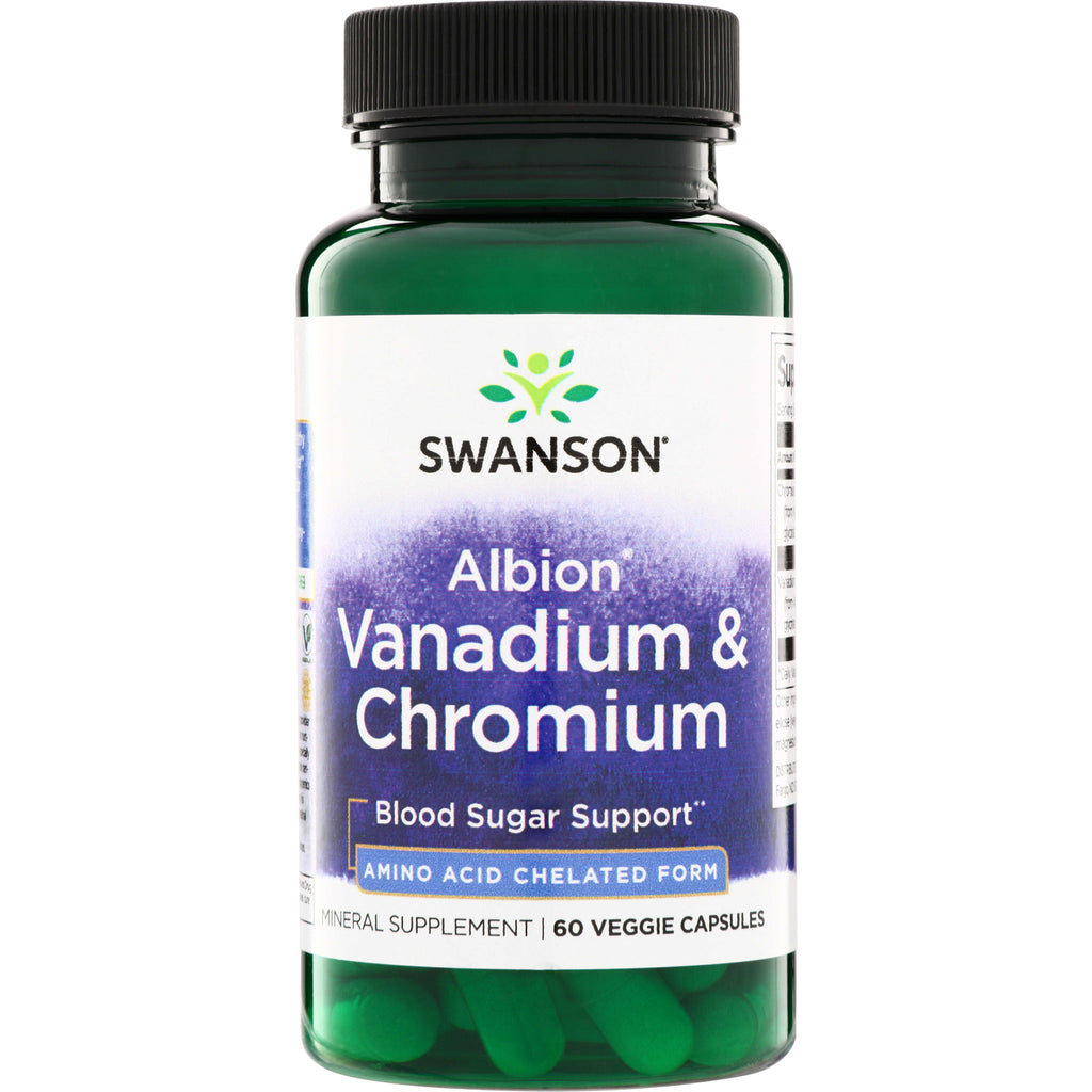 SWU801 | Swanson Albion Vanadium & Chromium, Blood Sugar Support, amino acid chelated form, 60 veggie capsules - Thumbnail