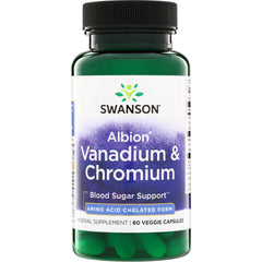 SWU801 | Swanson Albion Vanadium & Chromium, Blood Sugar Support, amino acid chelated form, 60 veggie capsules
