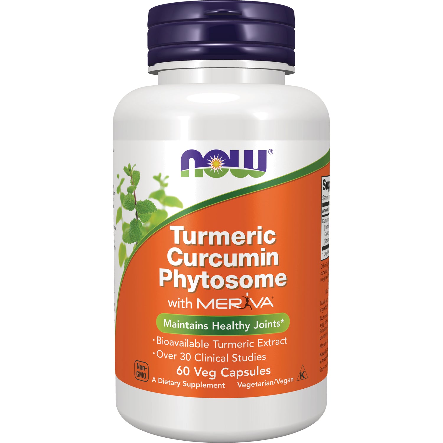 NWF1037 | NOW Turmeric Curcumin Phytosome bottle with Meriva, 60 veg capsules front label