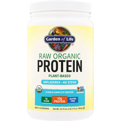 GLF062 | Garden of Life Raw Organic Protein plant-based powder, Unflavored, No Stevia, 22g protein