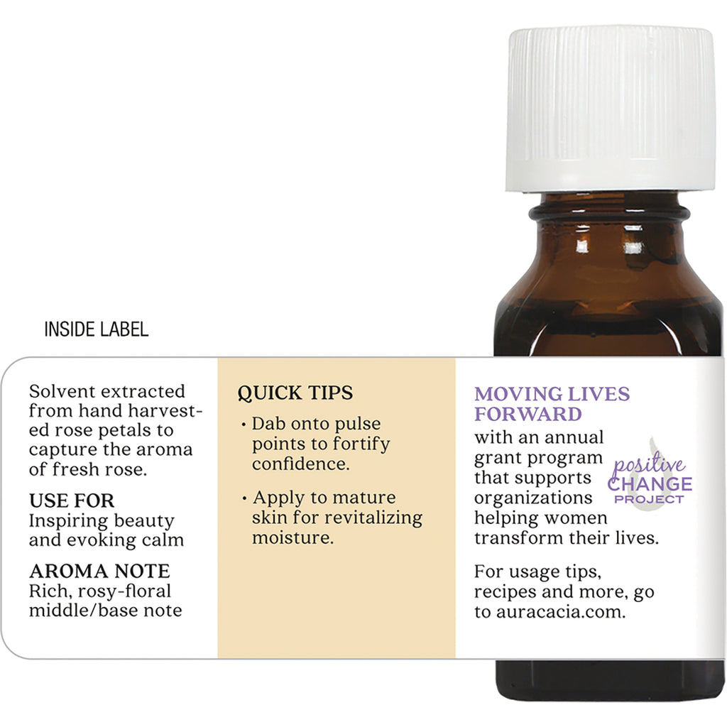 ARC038 | Back label showing 'INSIDE LABEL', quick tips, aroma note and 'MOVING LIVES FORWARD' text on amber bottle - Thumbnail