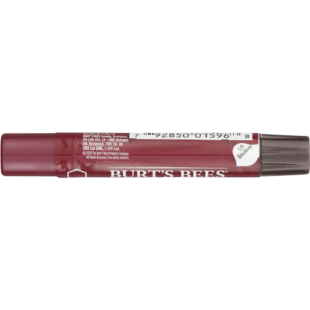 BTB231 | back label of burgundy Burt's Bees lip crayon showing BURT'S BEES logo, barcode and dark cap - Thumbnail