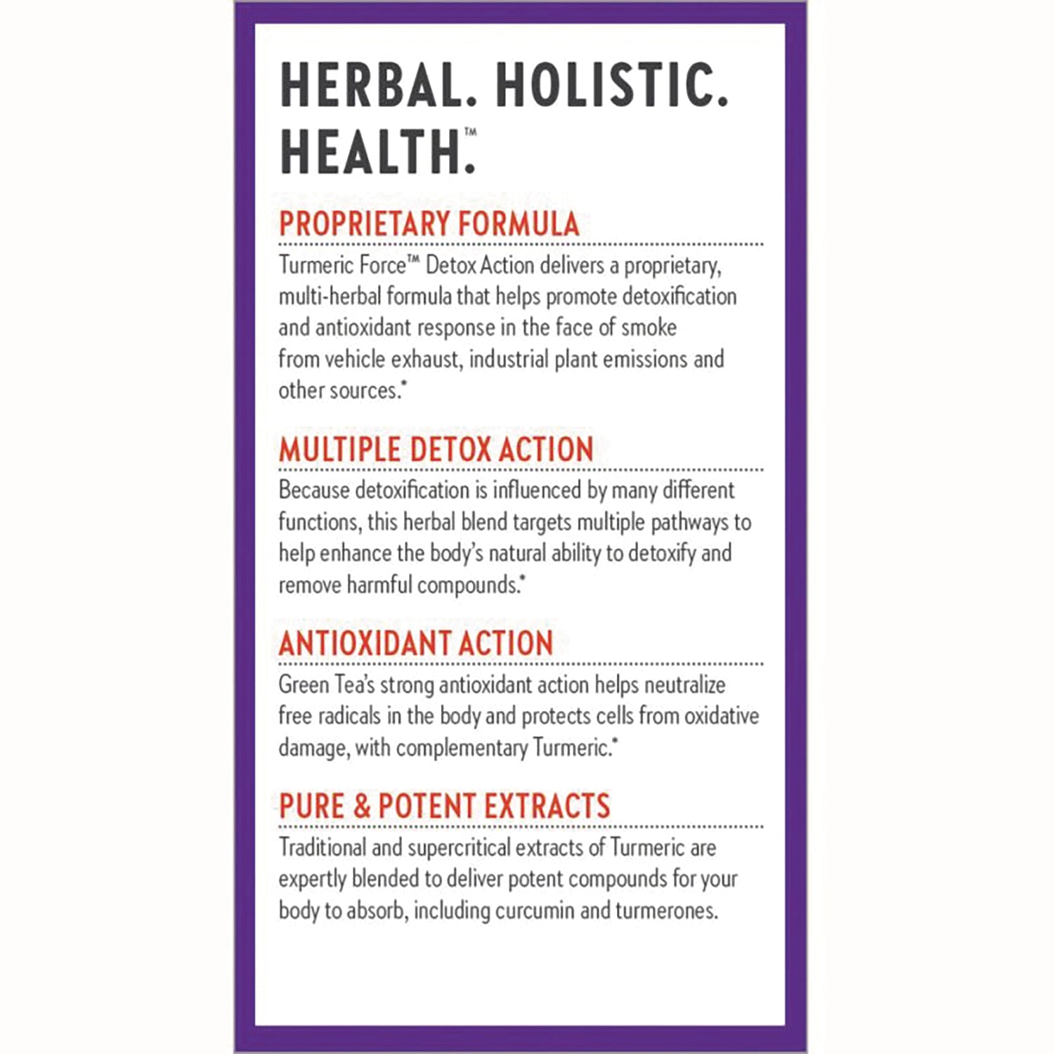 NWC305 | product infographic listing proprietary formula, multiple detox action, antioxidant action, pure & potent extracts