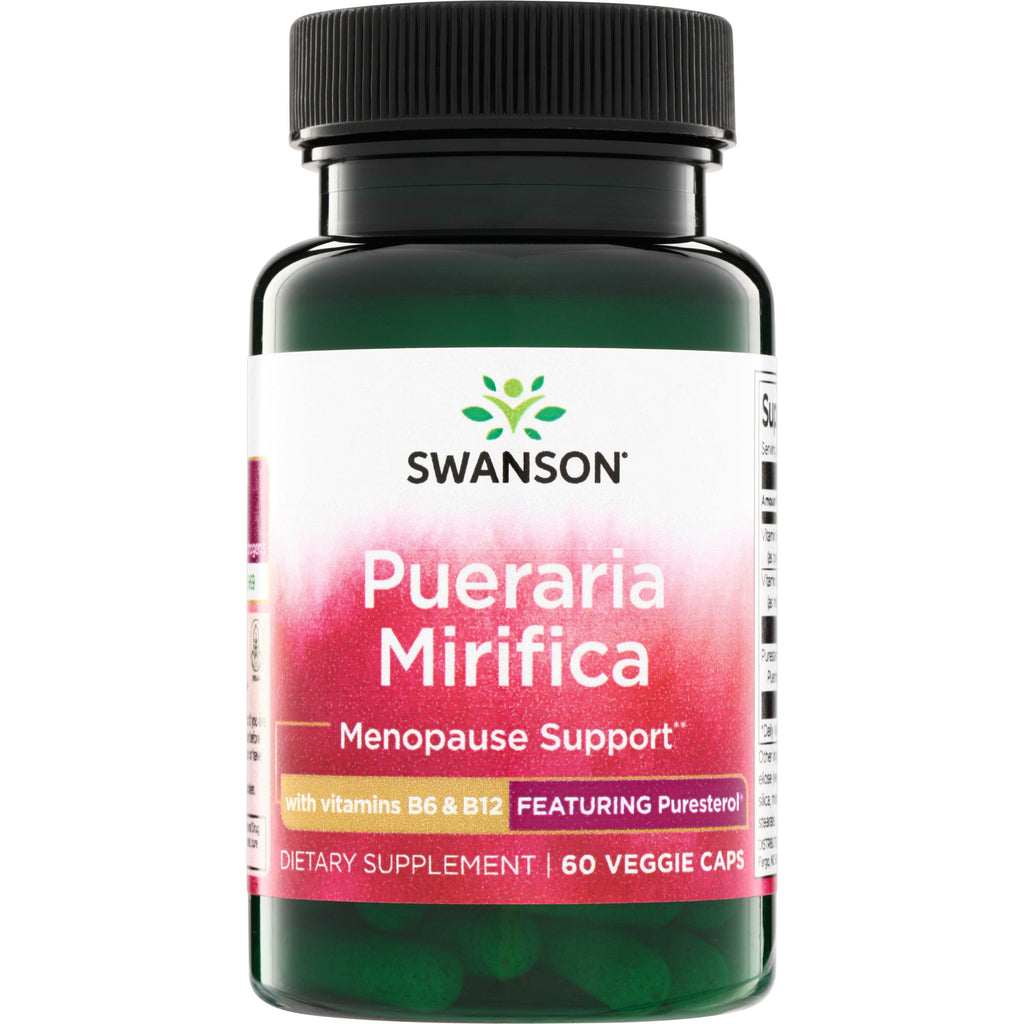 SWH252 | Swanson Pueraria Mirifica Menopause Support supplement, with vitamins B6 & B12, Featuring Puresterol, 60 veggie caps - Thumbnail