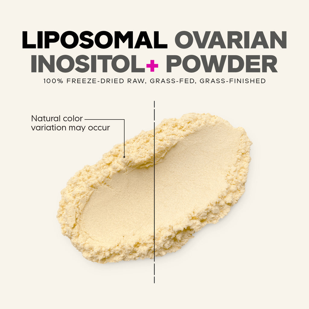 CDG064 | Liposomal ovarian inositol powder swatch with callout Natural color variation may occur - Thumbnail