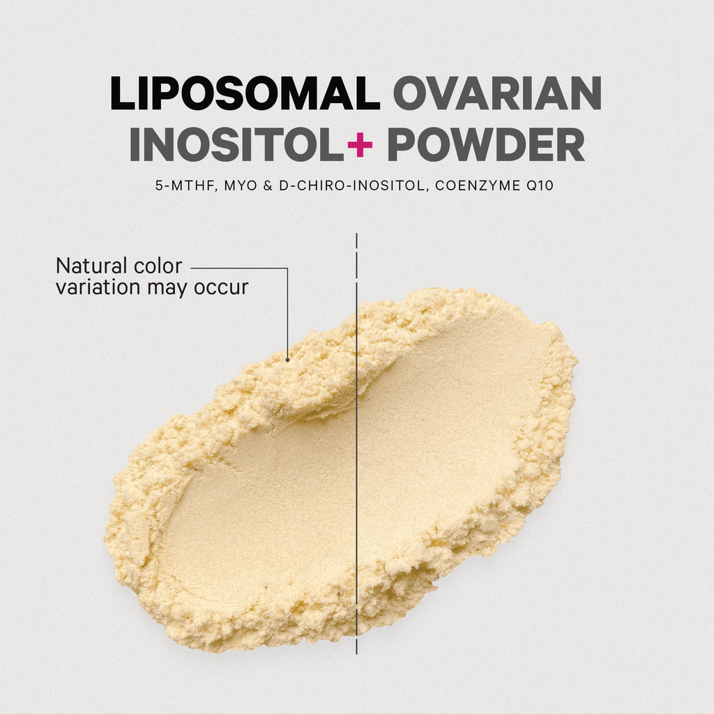 CDG064 | Liposomal ovarian inositol powder swatch with callout Natural color variation may occur - Thumbnail