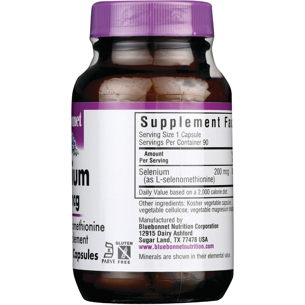 BLU113 | Back label showing Supplement Facts panel and manufacturer and ingredient info on brown bottle with purple cap - Thumbnail
