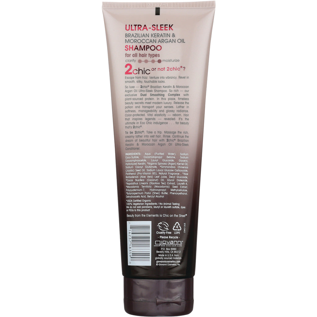 GV053 | Back of Ultra-Sleek shampoo tube showing ingredients panel barcode and recycling symbols - Thumbnail