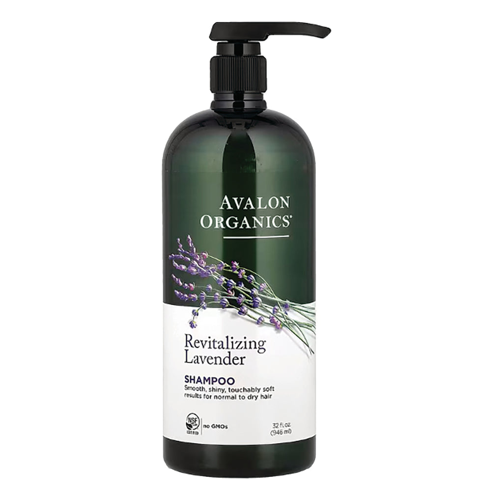 AVL061 | Avalon Organics Revitalizing Lavender shampoo pump bottle with lavender illustration, 32 fl oz - Thumbnail