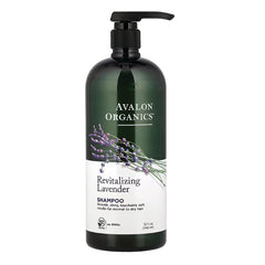 AVL061 | Avalon Organics Revitalizing Lavender shampoo pump bottle with lavender illustration, 32 fl oz