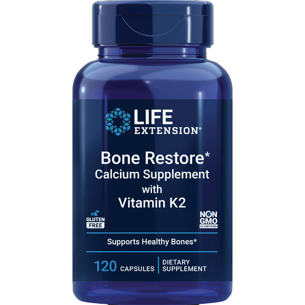 LE289 | Life Extension Bone Restore with Vitamin K2 dietary supplement bottle, 120 capsules - Thumbnail