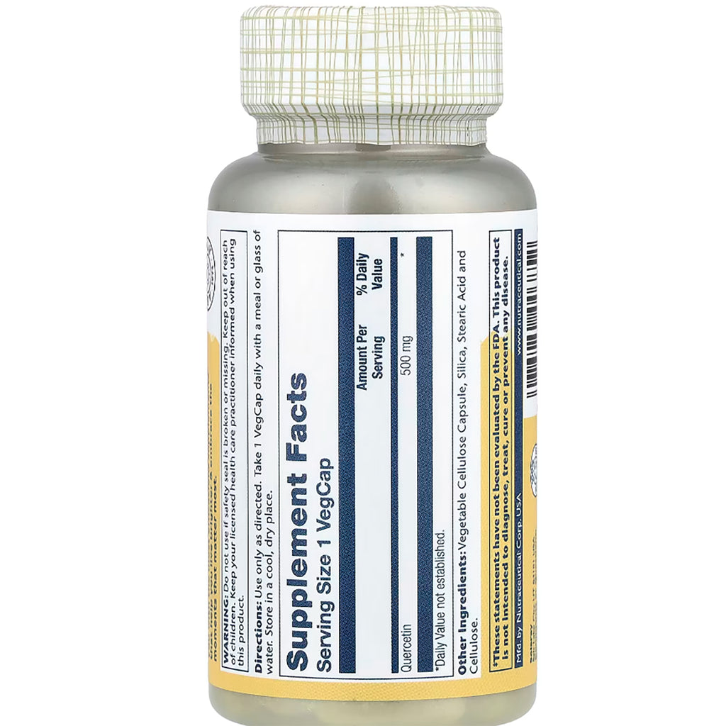 SLR207 | Back label Supplement Facts: Serving Size 1 VegCap, Quercetin 500 mg; directions and warning - Thumbnail