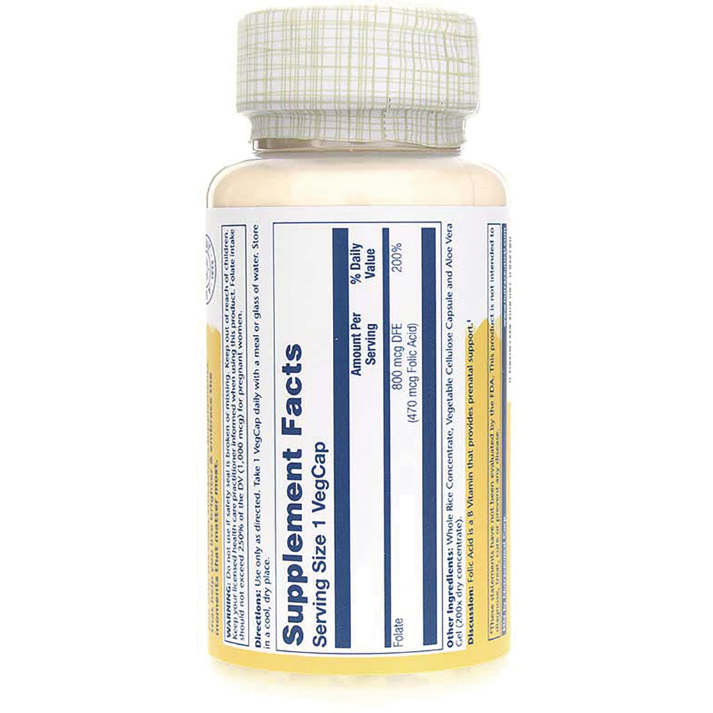 SLR349 | Back label showing Supplement Facts panel and folate 800 mcg DFE (200% Daily Value) - Thumbnail