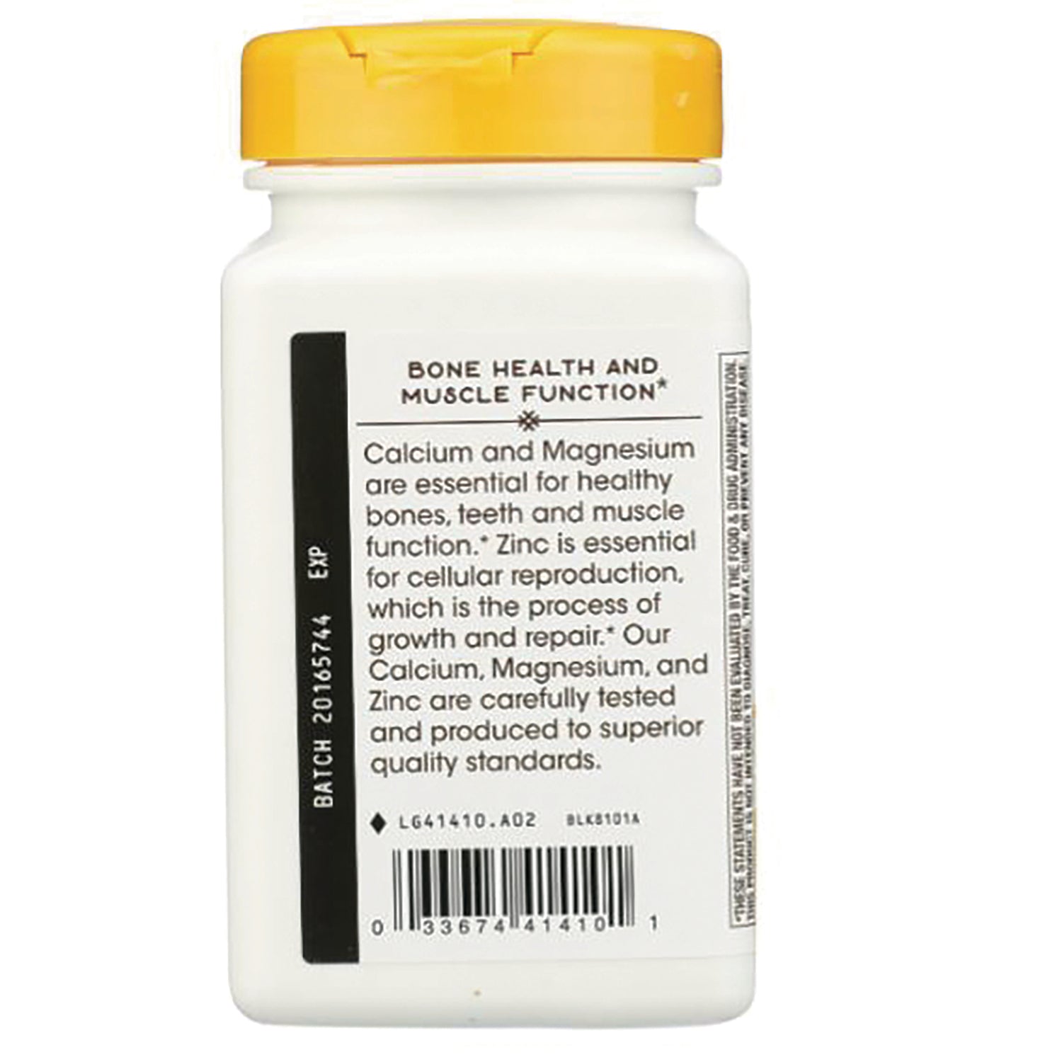 NW929 | Back label stating bone health and muscle function, calcium and magnesium benefits and barcode