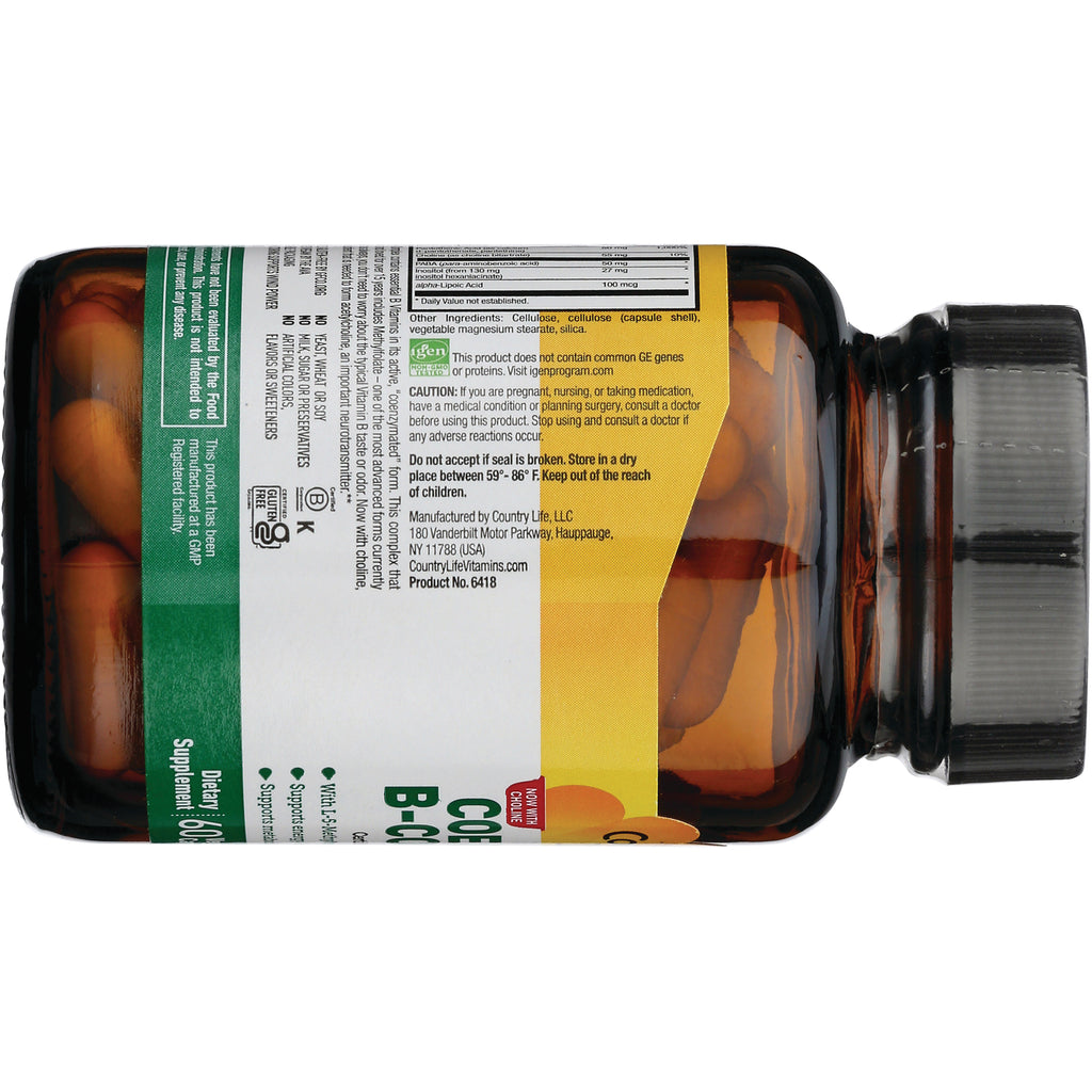 CRL216 | back of amber supplement bottle on its side showing label with supplement facts and visible tablets - Thumbnail