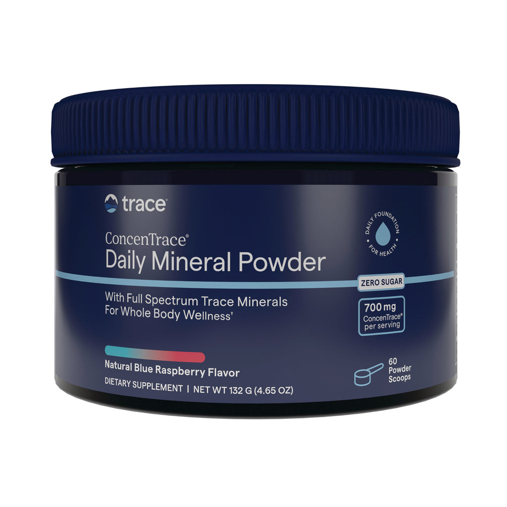TM166 | Trace ConcenTrace Daily Mineral Powder, Natural Blue Raspberry flavor, zero sugar, 132 g jar - Thumbnail