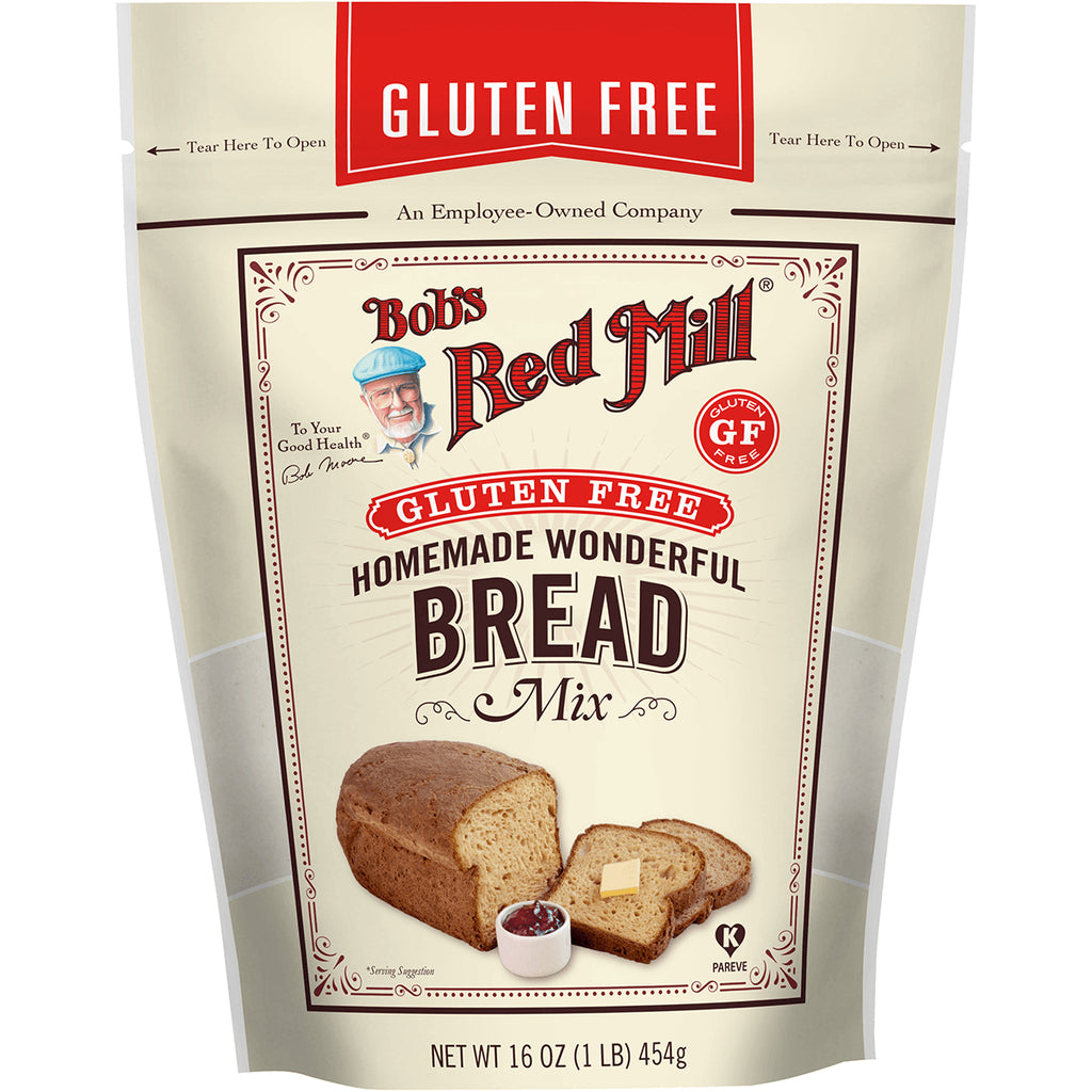 BOB453 | Bob's Red Mill Gluten Free Homemade Wonderful Bread Mix package front showing loaf and sliced bread - Thumbnail
