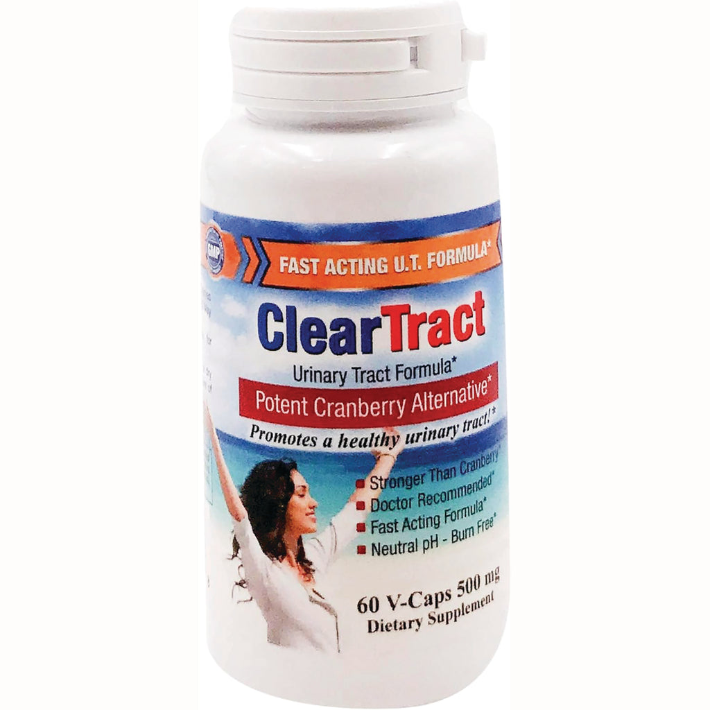 CLE001 | ClearTract urinary tract formula bottle labeled Potent Cranberry Alternative, 60 V-Caps dietary supplement - Thumbnail