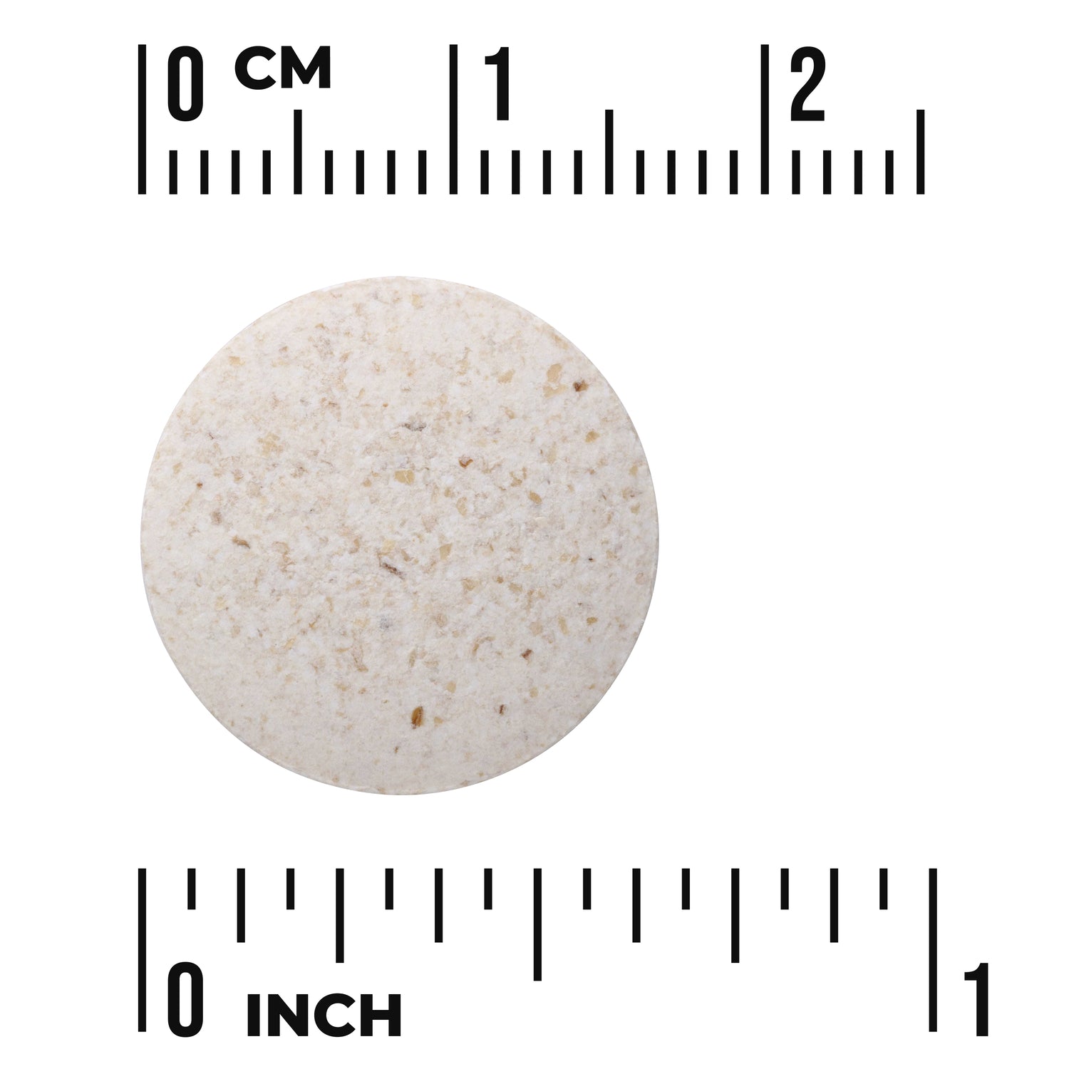 SW843 | Round beige tablet with size scale