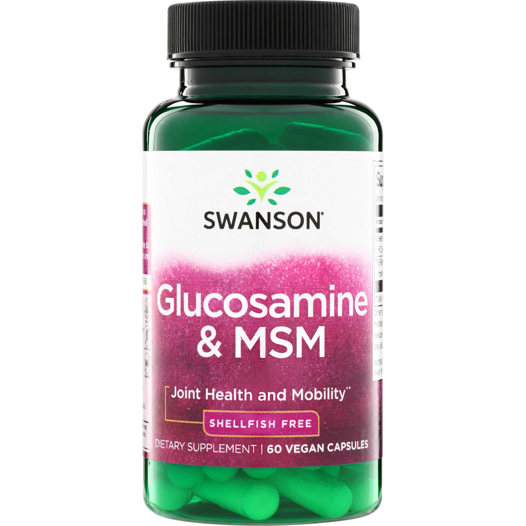 SWU798 | Swanson Glucosamine & MSM supplement, shellfish free, Joint Health and Mobility, 60 vegan capsules - Thumbnail