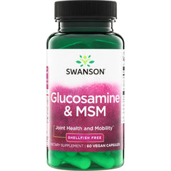 SWU798 | Swanson Glucosamine & MSM supplement, shellfish free, Joint Health and Mobility, 60 vegan capsules