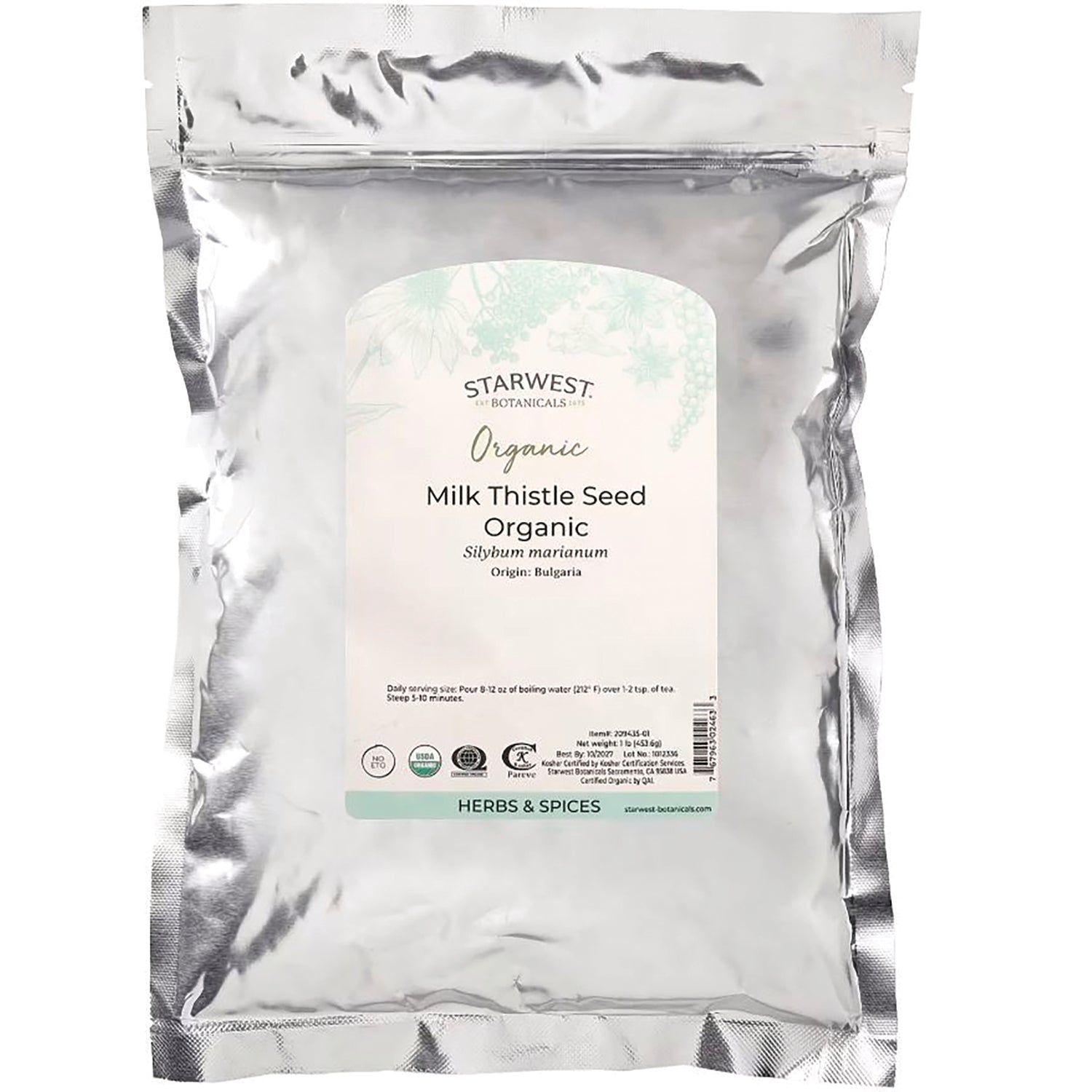 STB026 | Starwest Botanicals Organic Milk Thistle Seed, Herbs & Spices pouch
