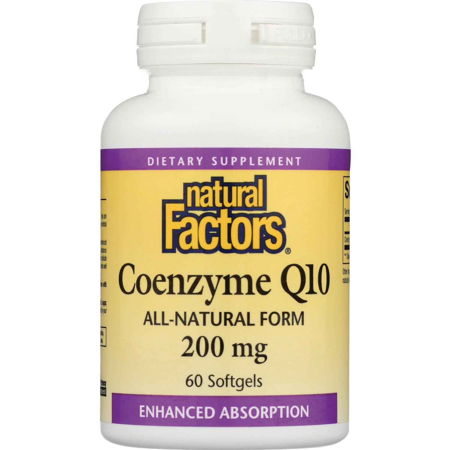 NFC062 | Natural Factors Coenzyme Q10 200 mg bottle, 60 softgels front label