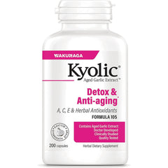 KY083 | Kyolic Aged Garlic Extract Detox & Anti-aging Formula 105 white bottle, 200 capsules