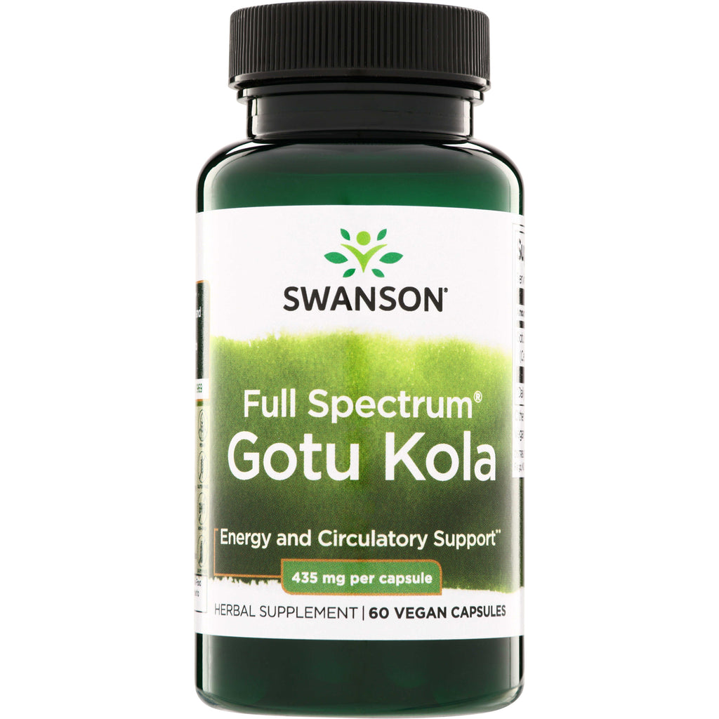 SW1332 | Swanson Full Spectrum Gotu Kola supplement bottle, 435 mg per capsule, 60 vegan capsules - Thumbnail