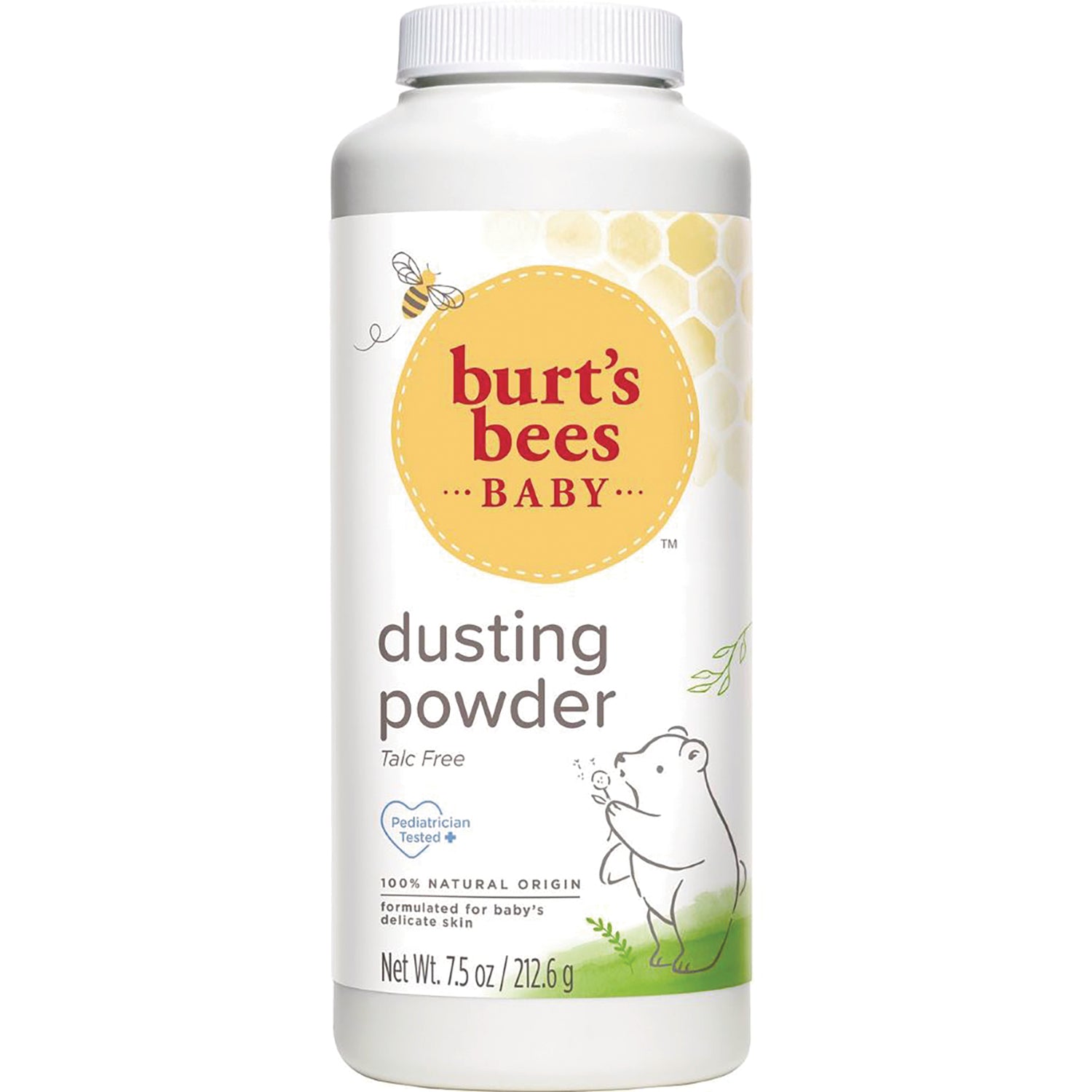 BTB142 | Burt's Bees Baby dusting powder talc free bottle with bear illustration on front label
