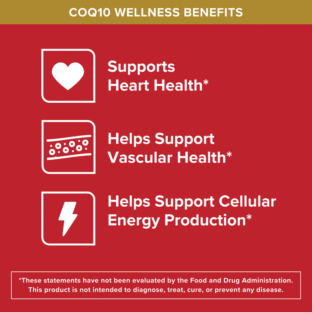 QNL016 | COQ10 wellness benefits infographic for heart health, vascular health, and cellular energy production - Thumbnail