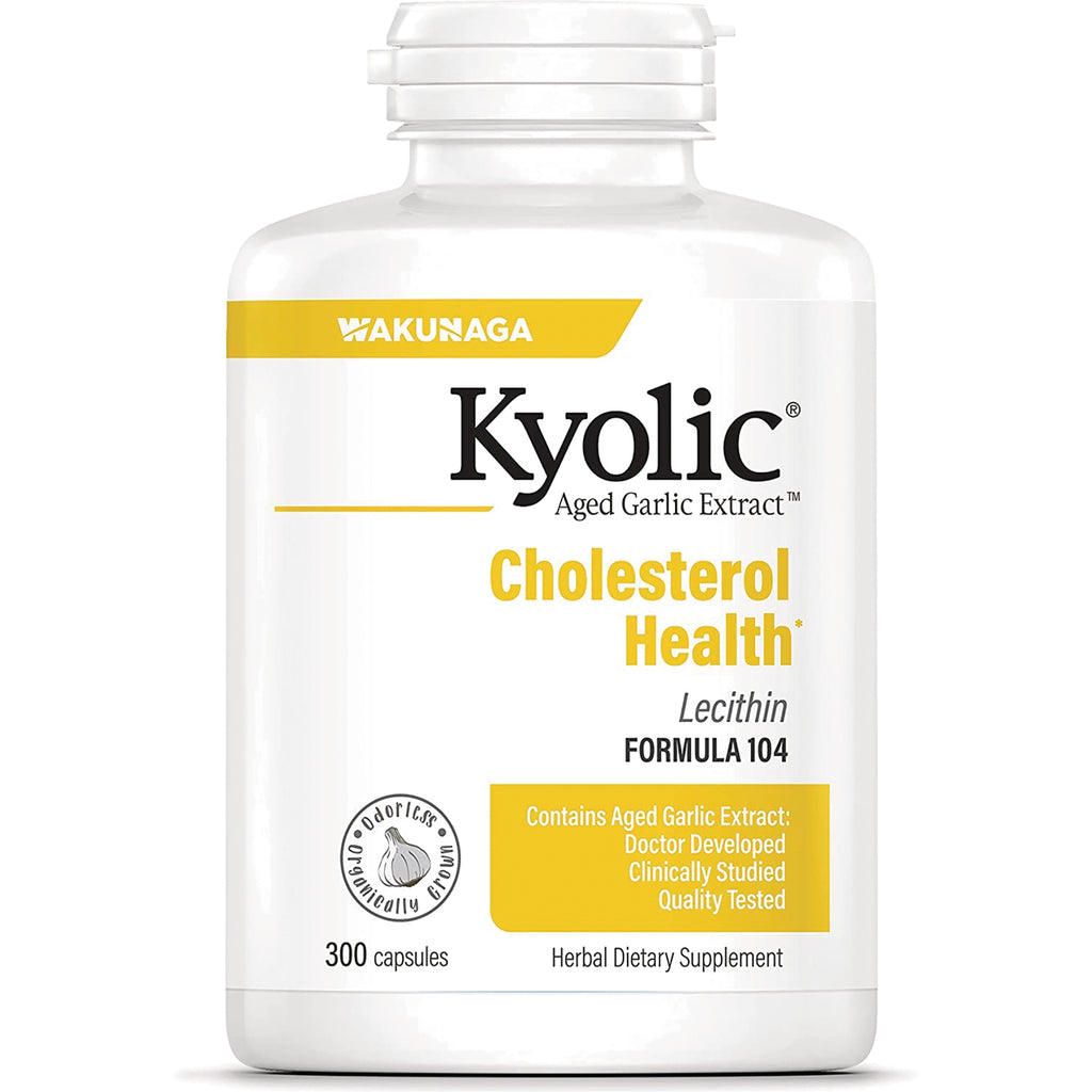KY126 | Kyolic Aged Garlic Extract Cholesterol Health lecithin formula 104 supplement bottle, 300 capsules - Thumbnail